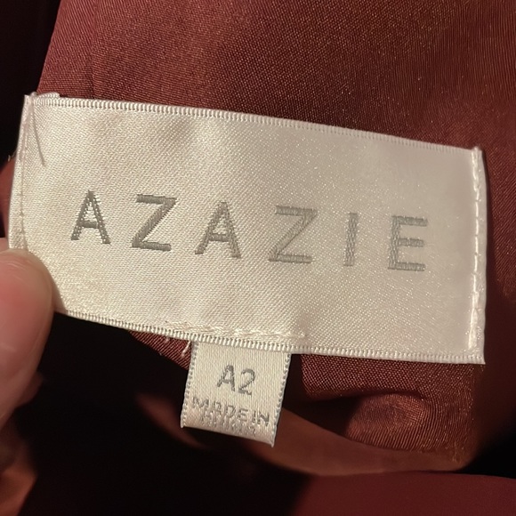 Azazie Floor Length Chiffon Kori Bridesmaid Dress in Cabernet Size 2 - Picture 9 of 10